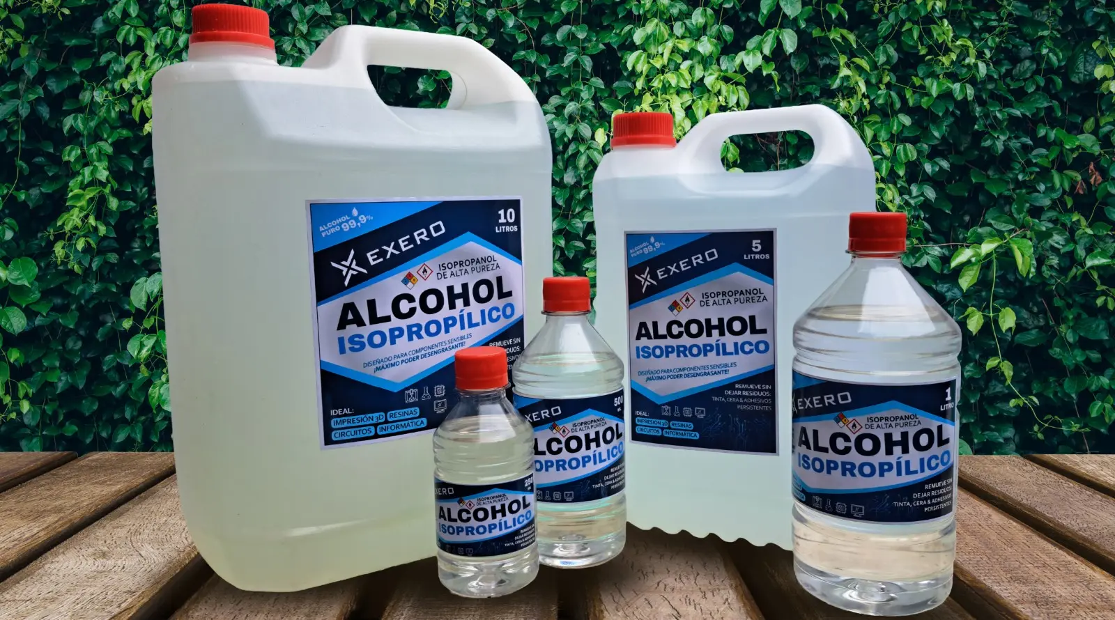 Envases de alcohol isopropílico Exero